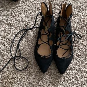 NINE WEST black lace up flats